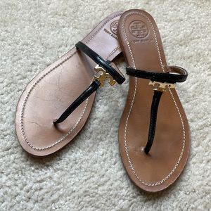 Tory Burch sandals 9.5 black with gold hardware